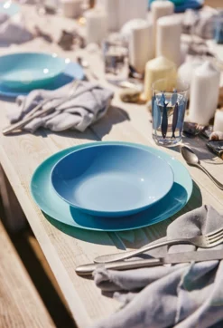 Assiette coupe plate rond turquoise verre opal Ø 25 cm Diwali - LUMINARC