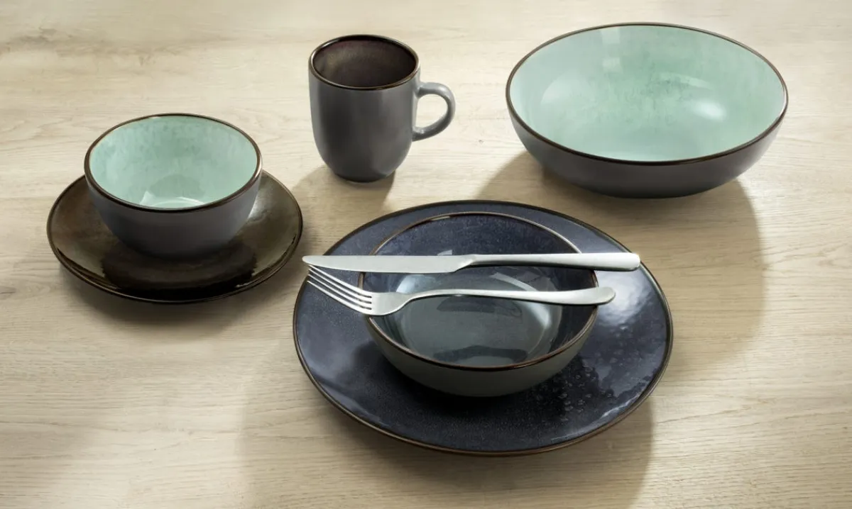 MEDARD DE NOBLAT Assiette coupe plate rond turquoise grès émaillé Ø 26,5 cm Feeling Discount