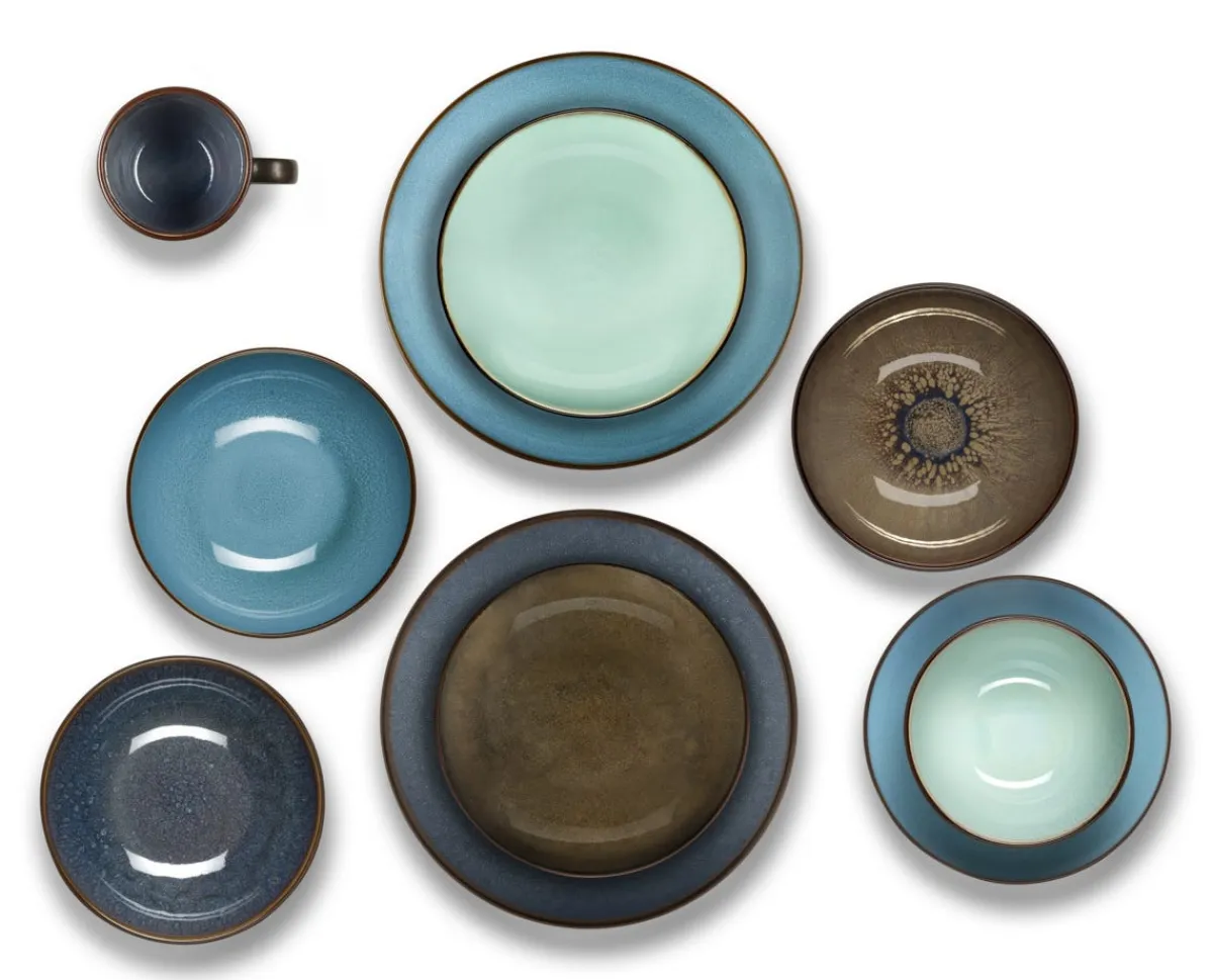 MEDARD DE NOBLAT Assiette coupe plate rond turquoise grès émaillé Ø 26,5 cm Feeling Discount