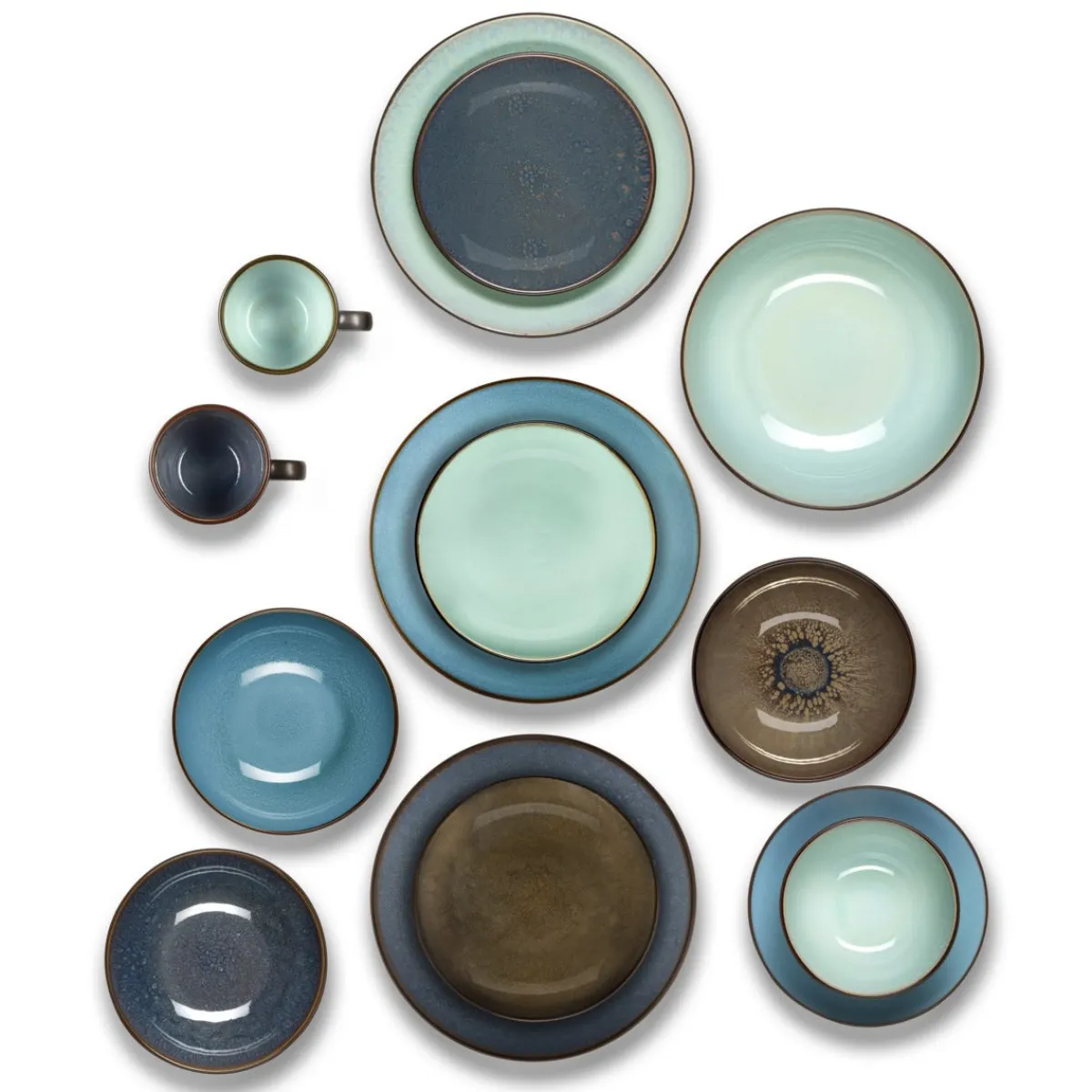 MEDARD DE NOBLAT Assiette coupe plate rond turquoise grès émaillé Ø 26,5 cm Feeling Discount