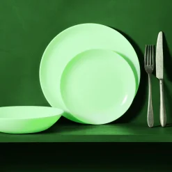 Assiette coupe plate rond vert verre opal Ø 19 cm Diwali - LUMINARC