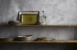 DUDSON Assiette coupe plate rond vert porcelaine vitrifiée Ø 21,7 cm Harvest Online