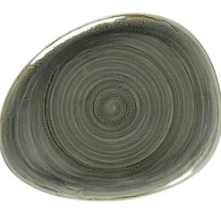Assiette coupe plate triangulaire Peridot porcelaine vitrifiée 27,9x22,4 cm stone Spot - RAK Best