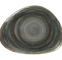 Assiette coupe plate triangulaire Peridot porcelaine vitrifiée 32,6x25 cm stone Spot - RAK New