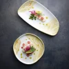 CHURCHILL Assiette coupe plate triangulaire Gold porcelaine vitrifiée 26,5x20,5 cm Tide Best