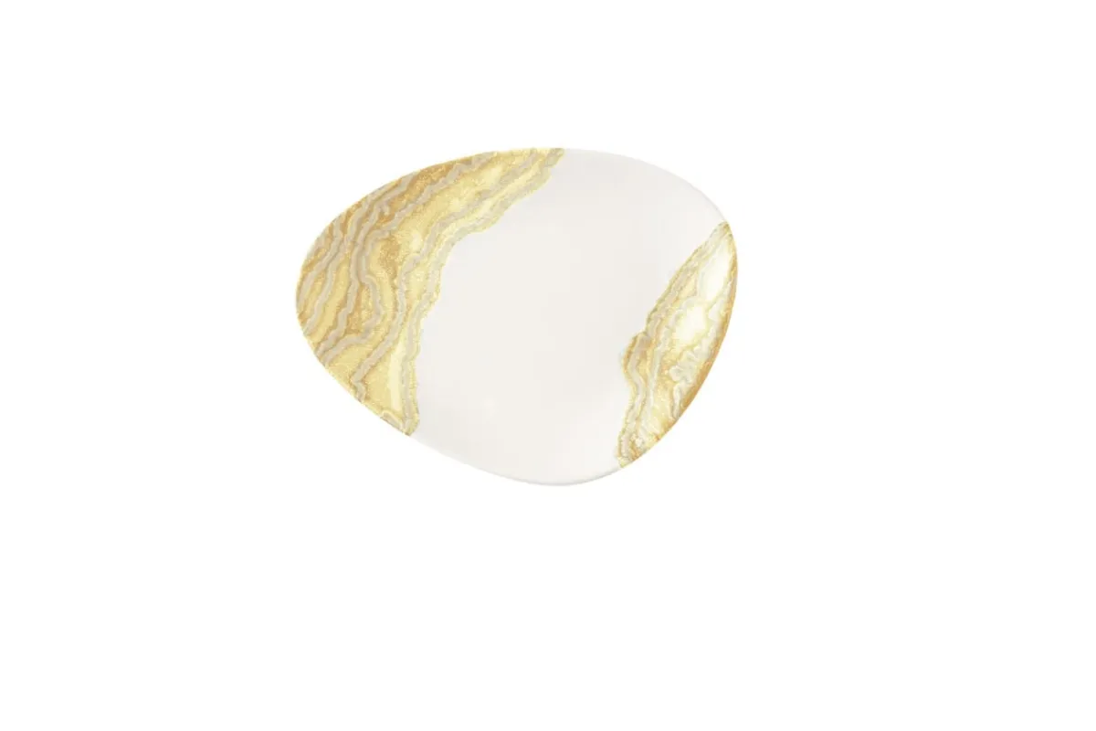 CHURCHILL Assiette coupe plate triangulaire Gold porcelaine vitrifiée 26,5x20,5 cm Tide Best