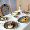 PRO.MUNDI Assiette coupe rond gris anthracite porcelaine Ø 20 cm Terra Hot