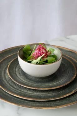 PRO.MUNDI Assiette coupe rond gris anthracite porcelaine Ø 20 cm Terra Hot