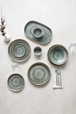 PRO.MUNDI Assiette coupe rond gris anthracite porcelaine Ø 20 cm Terra Hot