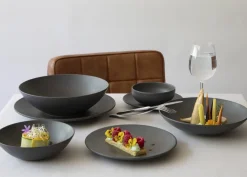 ACCOLADE Assiette coupe rond gris brun grès émaillé Ø 21 cm Enigma Online
