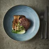 CHURCHILL Assiette coupe rond Raw Teal porcelaine vitrifiée Ø 21,7 cm Stonecast Raw
