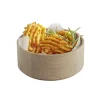 Assiette creuse bord droit rond beige bois Ø 16 cm The Grid - APS