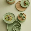APS Assiette creuse bord droit rond vert porcelaine Ø 14 cm The Grid Best
