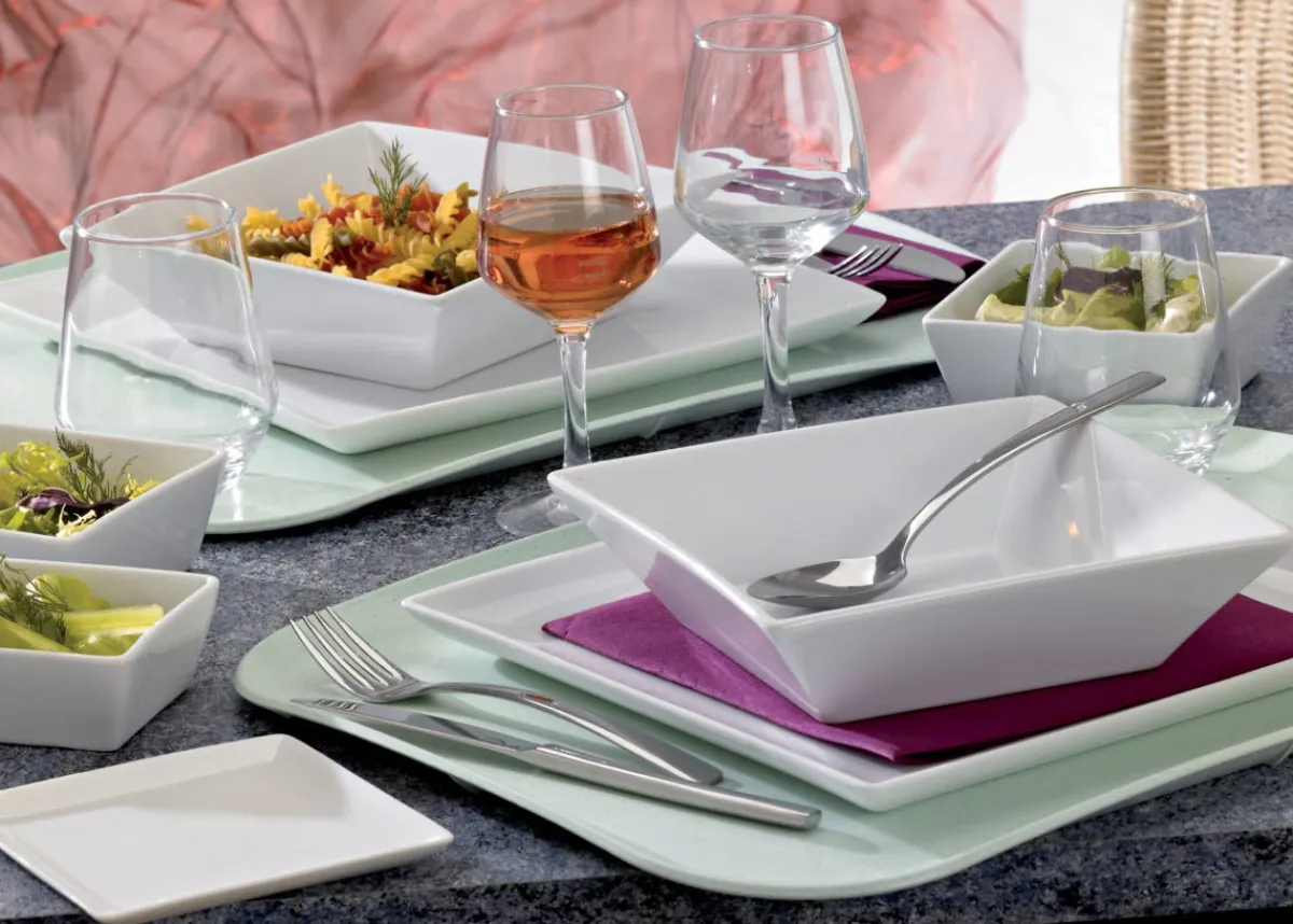 PRO.MUNDI Assiette creuse carré blanc porcelaine 20x20 cm Edina Hot