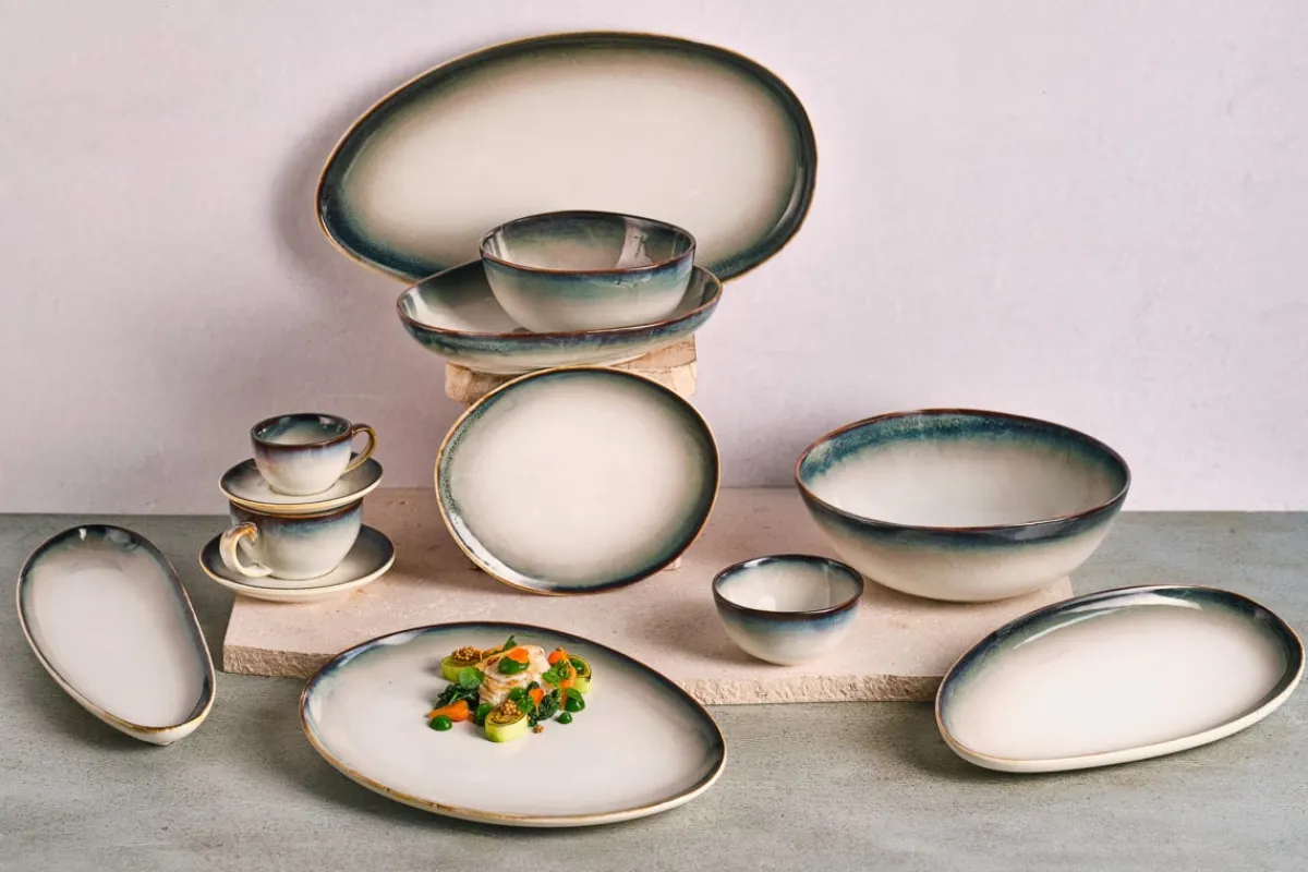 PROOF Assiette creuse ovale blanc porcelaine 24x20 cm Akoya Hot