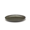 Assiette creuse ovale vert grès émaillé 22x15,4 cm Inku - SERAX New