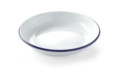 Assiette creuse rond blanc acier émaillé Ø 24 cm - HENDI Hot
