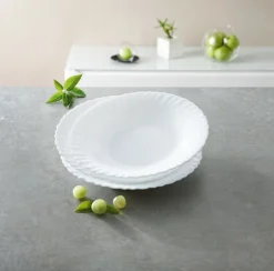 LUMINARC Assiette creuse rond blanc verre opal Ø 23 cm Feston Best