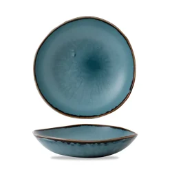 Assiette creuse rond bleu porcelaine vitrifiée Ø 26,4 cm Harvest - DUDSON Discount