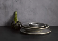Assiette creuse rond gris porcelaine Ø 24,3 cm Evo Granite - DUDSON Sale