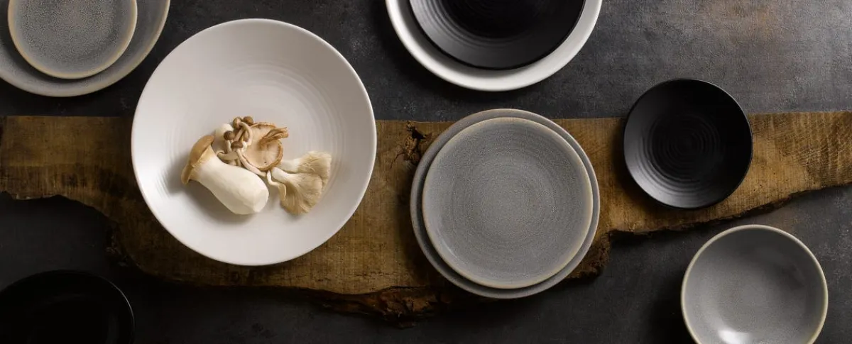 Assiette creuse rond gris porcelaine Ø 24,3 cm Evo Granite - DUDSON Sale