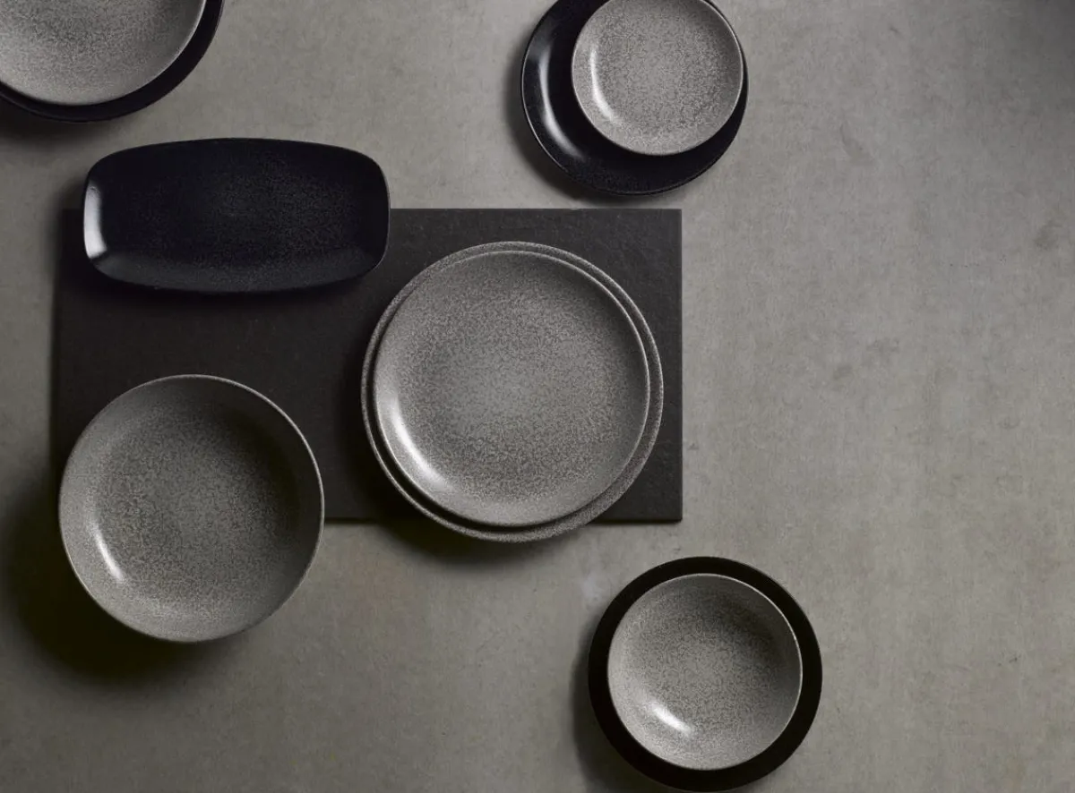 DUDSON Assiette creuse rond gris porcelaine vitrifiée Ø 27,8 cm Evo Origins Sale