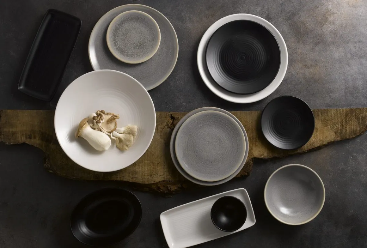 Assiette creuse rond Jet porcelaine Ø 24,3 cm Evo - DUDSON Sale