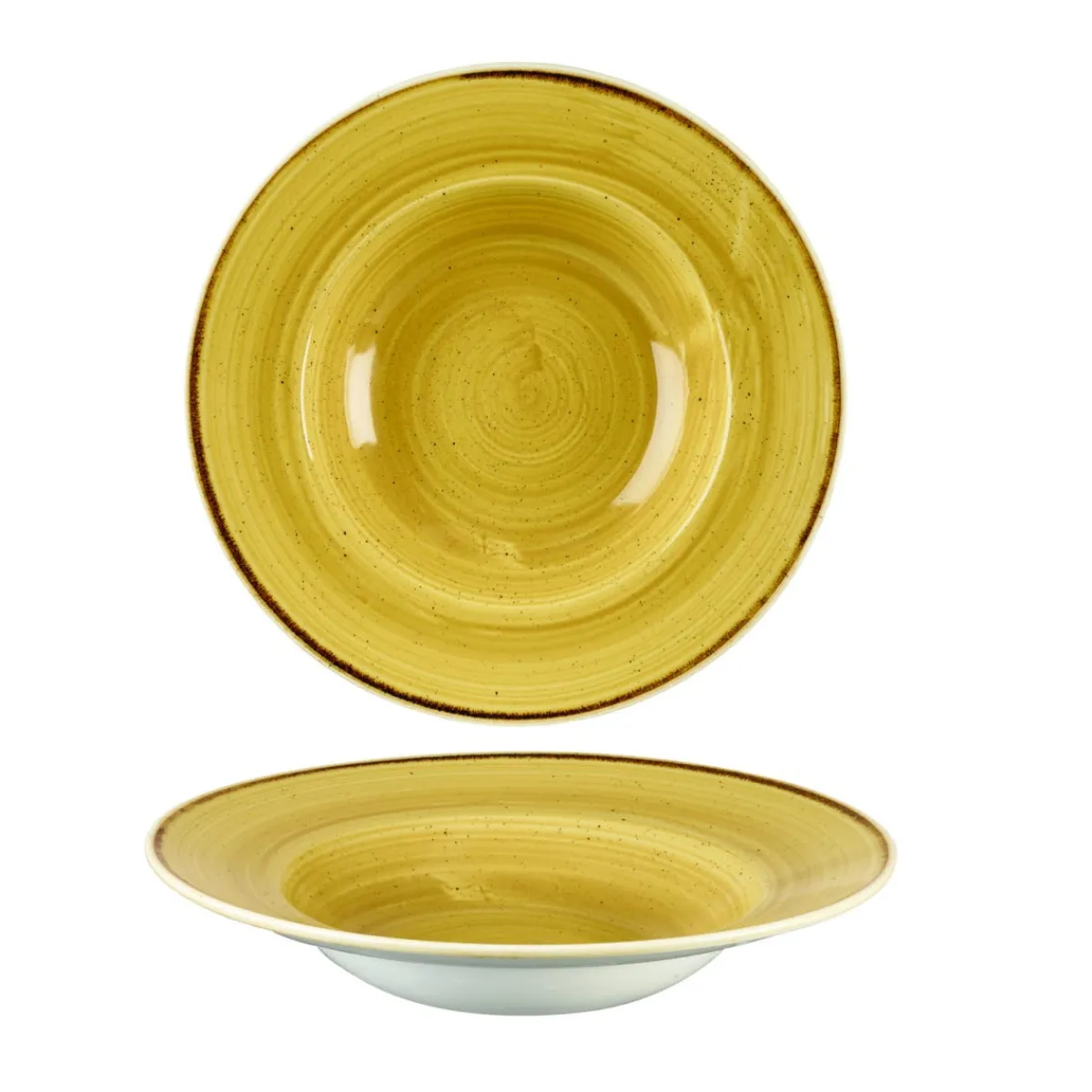 Assiette creuse rond Mustard porcelaine vitrifiée Ø 24 cm Stonecast Mustard - CHURCHILL Outlet