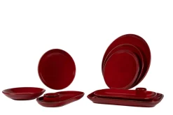 Assiette creuse rond rouge grès émaillé Ø 21 cm Gres Couleur - PRO.MUNDI New