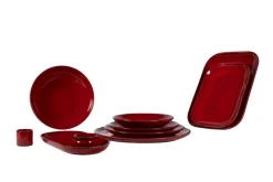 Assiette creuse rond rouge grès émaillé Ø 21 cm Gres Couleur - PRO.MUNDI New