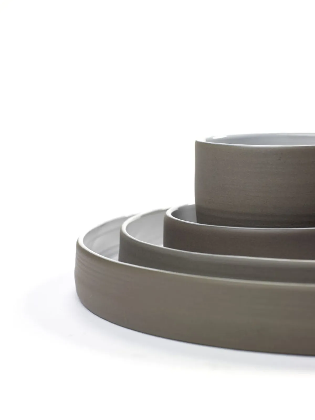 Assiette creuse rond taupe porcelaine Ø 17,5 cm Dusk - SERAX Outlet