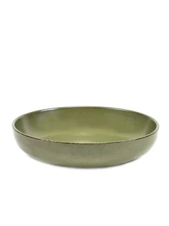 SERAX Assiette creuse rond vert grès émaillé Ø 19 cm Surface Discount