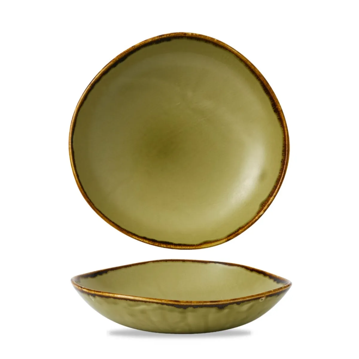 Assiette creuse rond vert porcelaine vitrifiée Ø 26,4 cm Harvest - DUDSON Discount