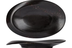 PROOF Assiette de présentation ovale noir porcelaine 33 cm Etna Sale