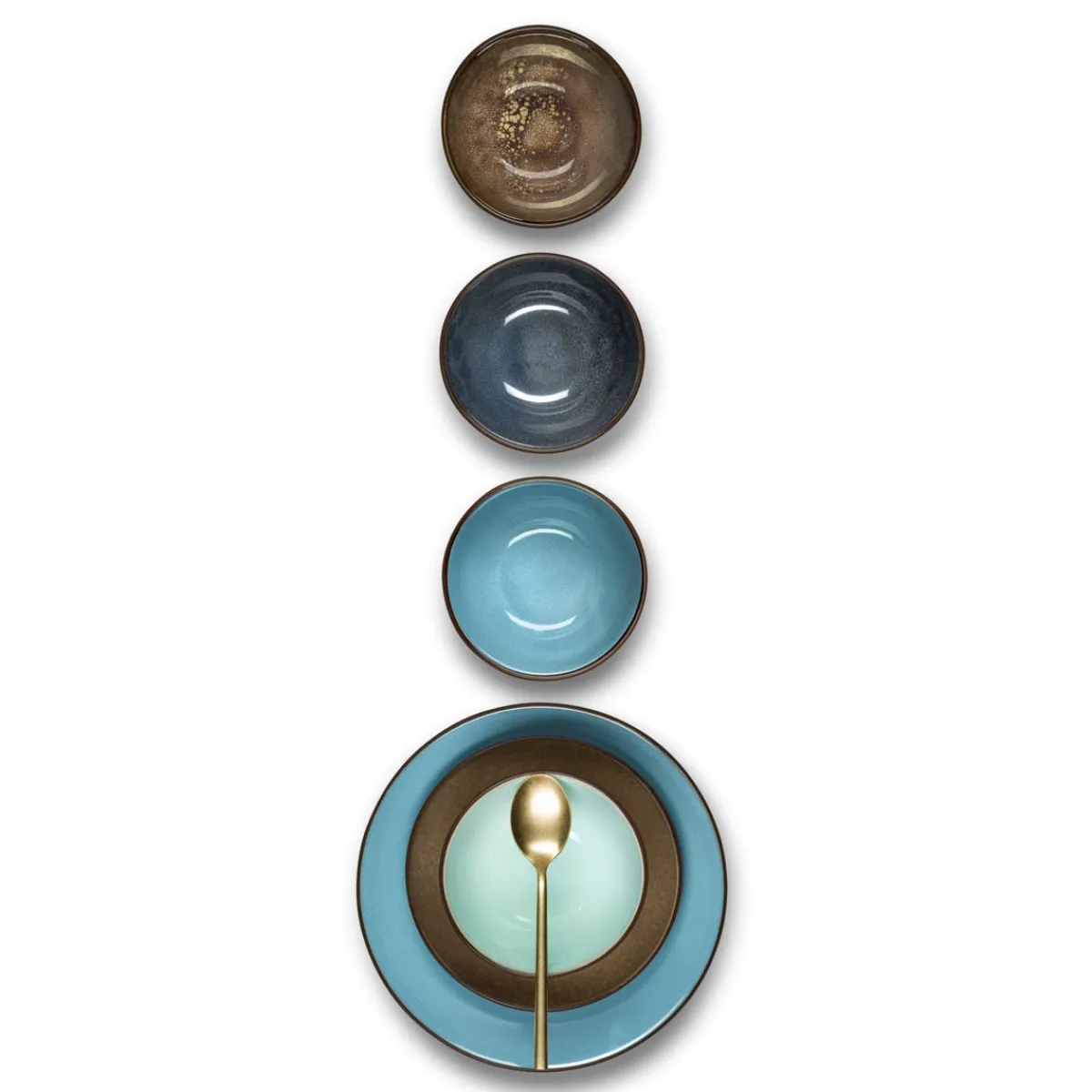 MEDARD DE NOBLAT Assiette à dessert rond turquoise grès émaillé Ø 21 cm Feeling Discount