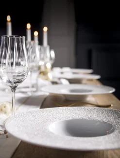 Assiette gourmet rond blanc porcelaine de limoges Ø 28 cm Collection L Couture - DEGRENNE Outlet
