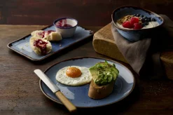 DUDSON Assiette organique bleu indigo porcelaine vitrifiée 27x16 cm Harvest Clearance