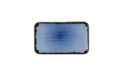 DUDSON Assiette organique bleu indigo porcelaine vitrifiée 27x16 cm Harvest Clearance