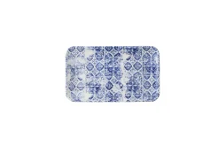 Assiette organique bleu porcelaine vitrifiée 27x16 cm Porto - DUDSON Best