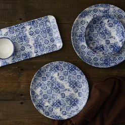 Assiette organique bleu porcelaine vitrifiée 27x16 cm Porto - DUDSON Best