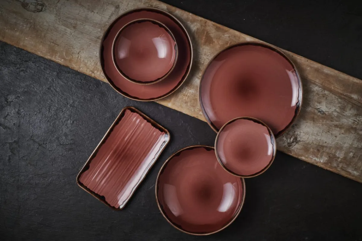 Assiette organique prune porcelaine vitrifiée 35x16 cm Harvest - DUDSON Clearance