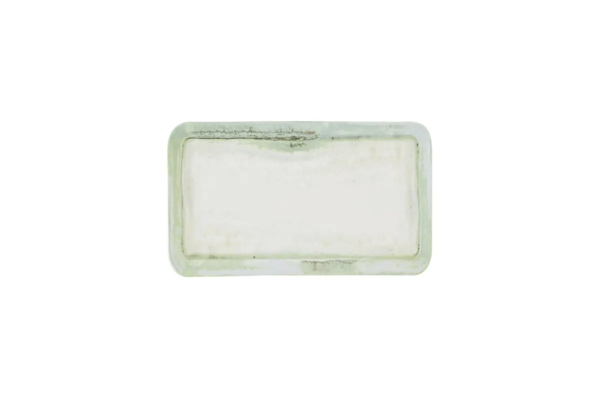 DUDSON Assiette organique vert porcelaine vitrifiée 27x16 cm Finca Flint Discount