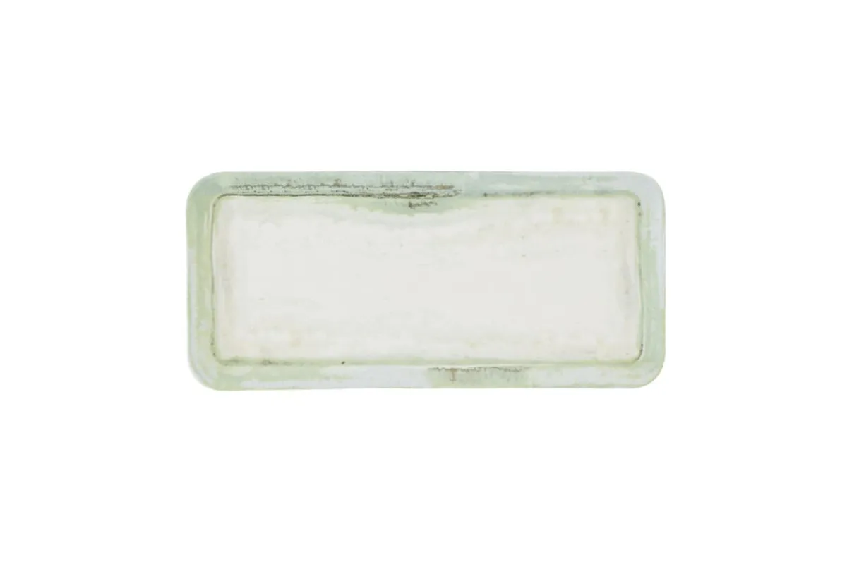 DUDSON Assiette organique vert porcelaine vitrifiée 35x16 cm Finca Flint Clearance