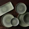 DUDSON Assiette organique vert porcelaine vitrifiée 27x16 cm Harvest Grain Outlet