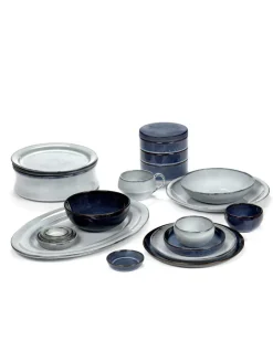 Assiette ovale bleu grès émaillé 38 cm Pure Blue - SERAX Clearance