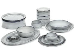 Assiette ovale bleu grès émaillé 38 cm Pure Blue - SERAX Clearance