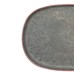 Assiette ovale Marron Bleu grès émaillé 33x22,5 cm Amber - ACCOLADE Hot