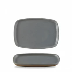 Assiette à partager rectangulaire gris porcelaine vitrifiée 22x15 cm Emerge Seatle - CHURCHILL Clearance