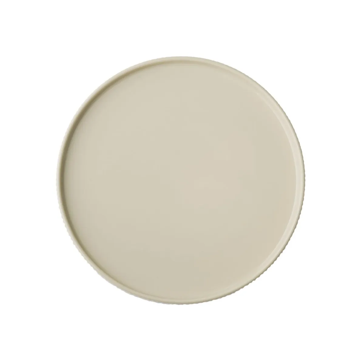 Assiette plate bord droit rond beige porcelaine Ø 26 cm The Grid - APS Hot