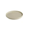 Assiette plate bord droit rond beige porcelaine Ø 23 cm The Grid - APS Online